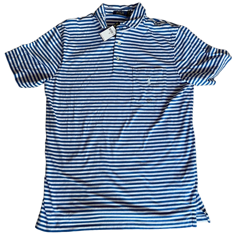 Mens Blue Stripe Polo Shirt